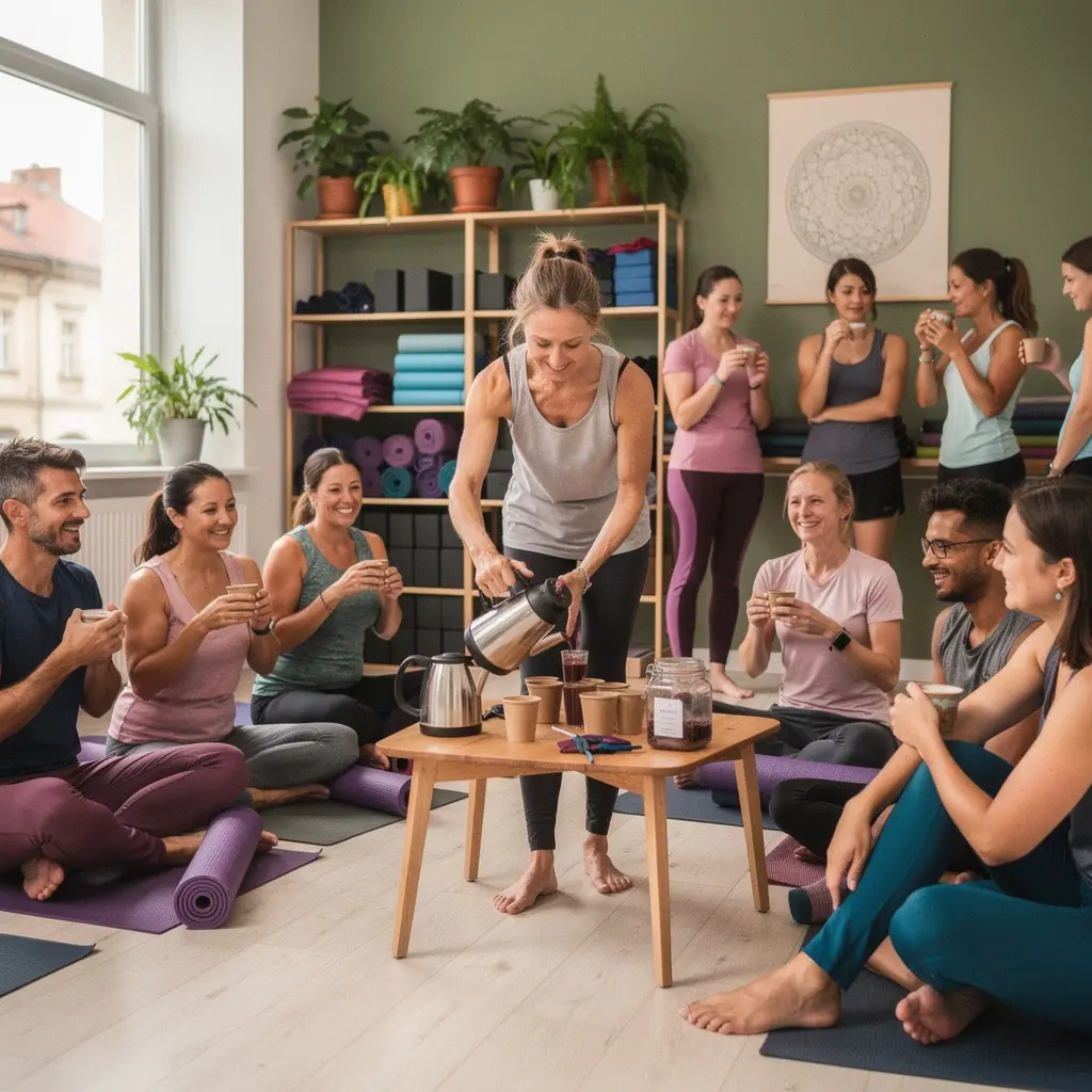 Čaj z acai bobúľ v šálke s čokoládovými tónmi a bobuľovým nádychom.