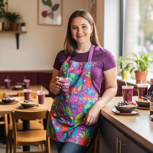 Záber na čajovú kanvicu s acai čajom a čokoládovým pozadím.